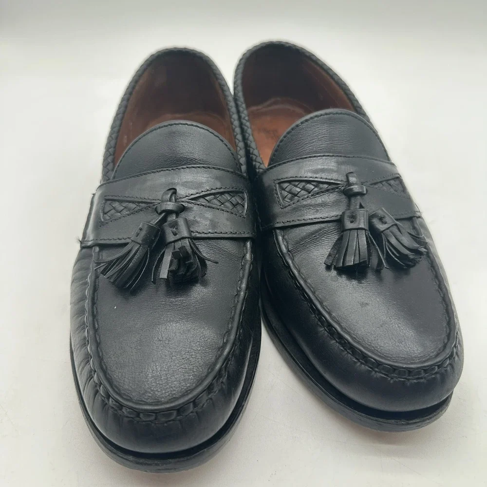 Allen Edmonds Maxfield Shoes Mens Size 10D Leather Tassel Moc Toe Loafers‎ BLACK